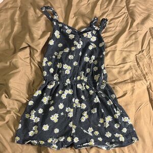 Girls Dark Navy Floral Kids Romper